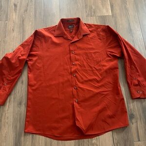 Arrow Shirt Mens XL Burnt Orange Button Down Long Sleeve Fitted Wrinkle Free